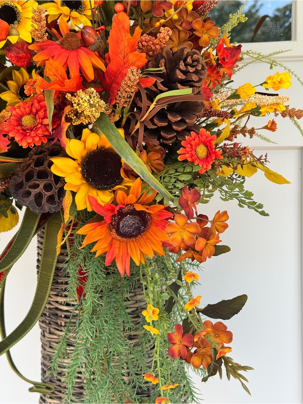 Autumn Rattan Basket Door Arrangement/Floral Arrangement - Picture 3 of 11